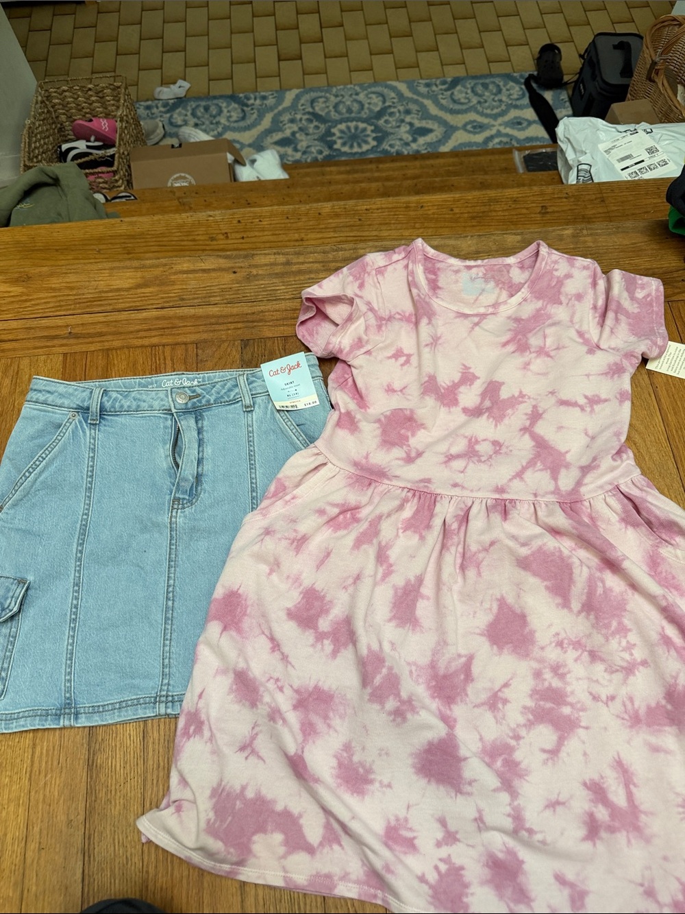 Cat & Jack Pink Tie-Dye Short Sleeve Dress